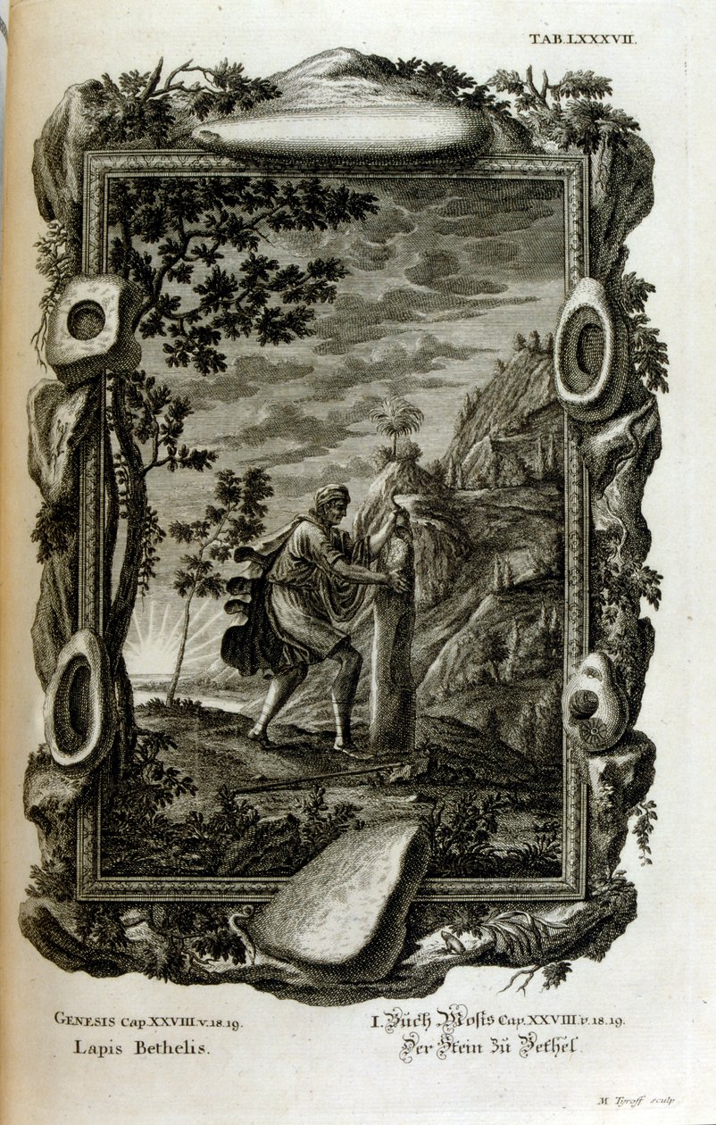 De steen van Jakob verschijnt in het Boek Genesis als de steen die als kussen werd gebruikt door de Israëlische patriarch Jakob op de plaats die later Bet-El werd genoemd. Toen Jakob een visioen had in zijn slaap, wijdde hij de steen aan God door Johann Jakob Scheuchzer