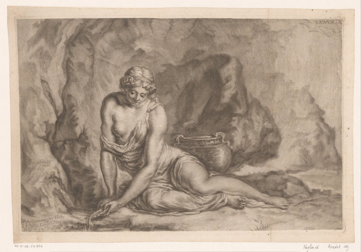 Venus water scheppend met een schelp door Johann Jakob Thurneysen (I)