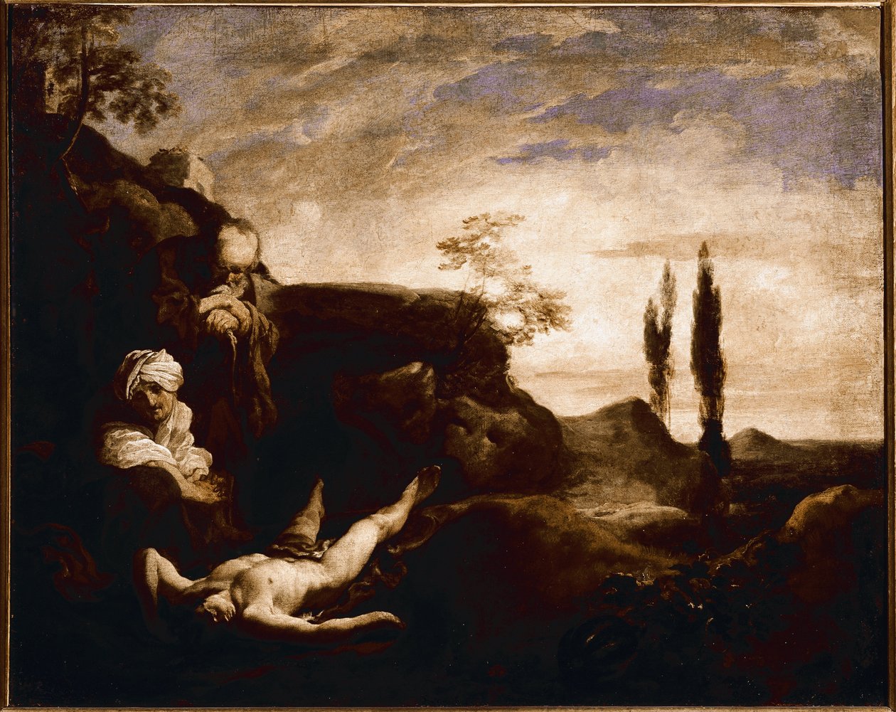 Abel huilt bij zijn ouders door Johann Liss