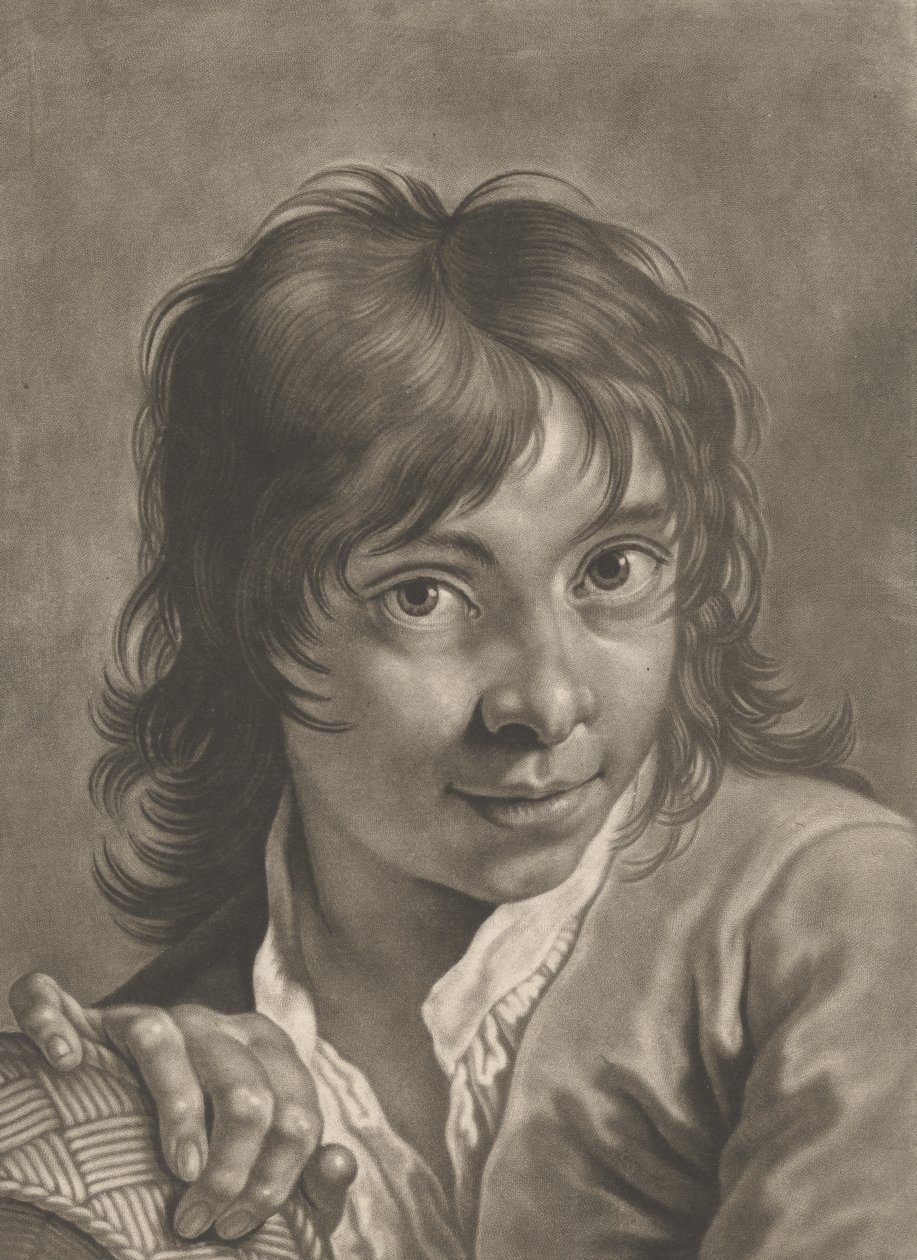 Portret van een jongen met een mand door Johann Lorenz Haid