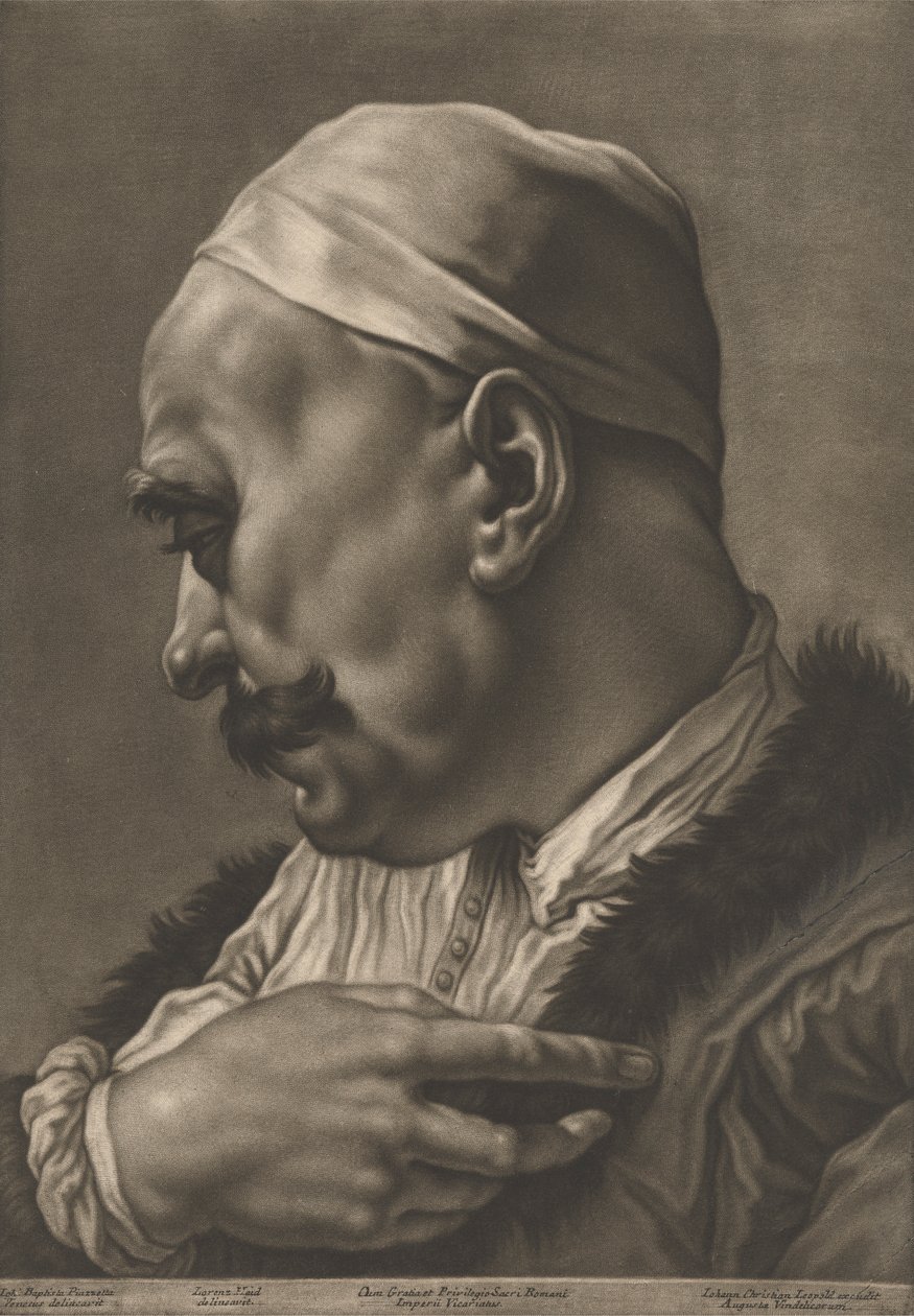Portret van een Man met een Pet door Johann Lorenz Haid