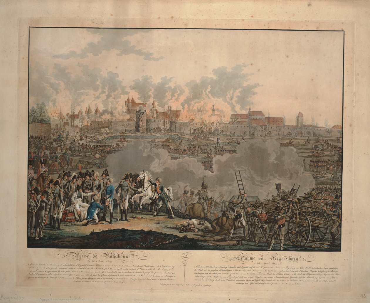 De Slag bij Ratisbon op 23 April 1809 door Johann Lorenz Rugendas the Younger