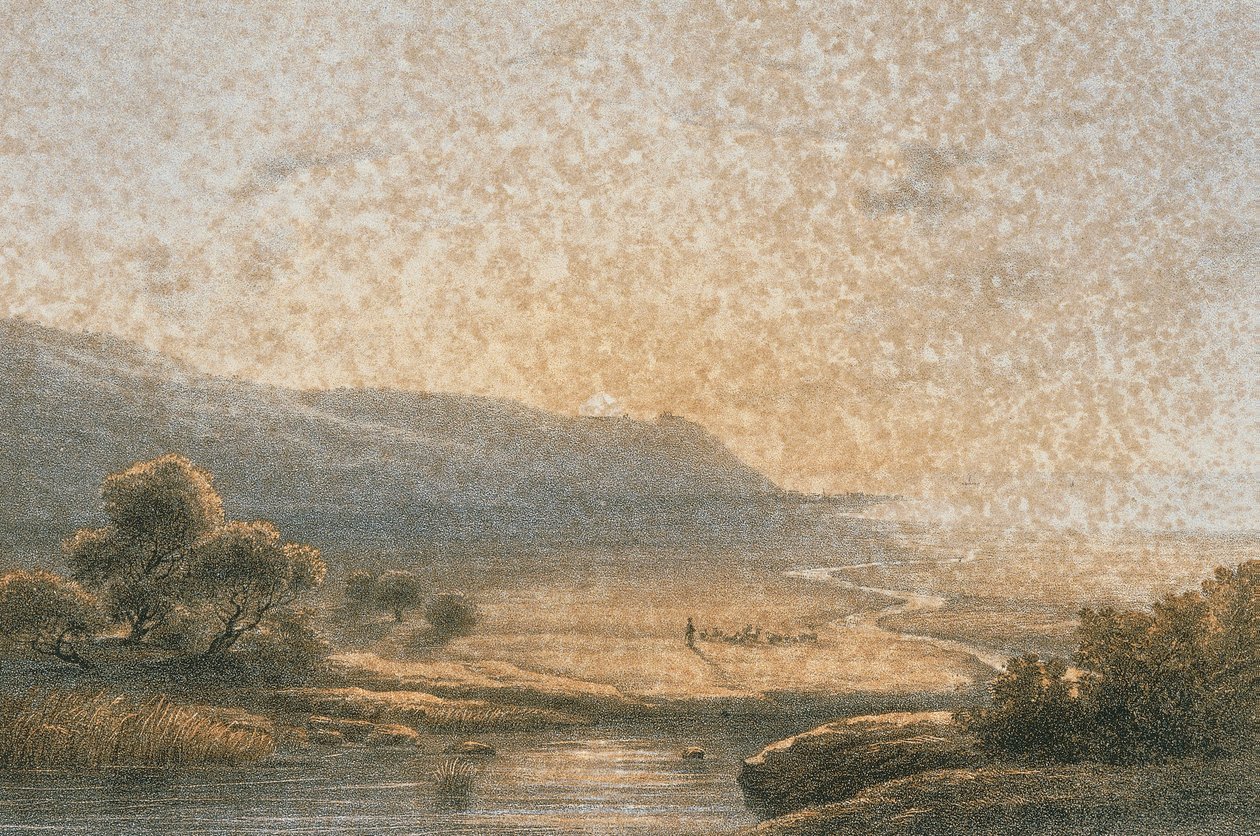 Karmelberg in een ets door Bernatz et alii - Eisenblätter, R. Editore door Johann Martin Bernatz