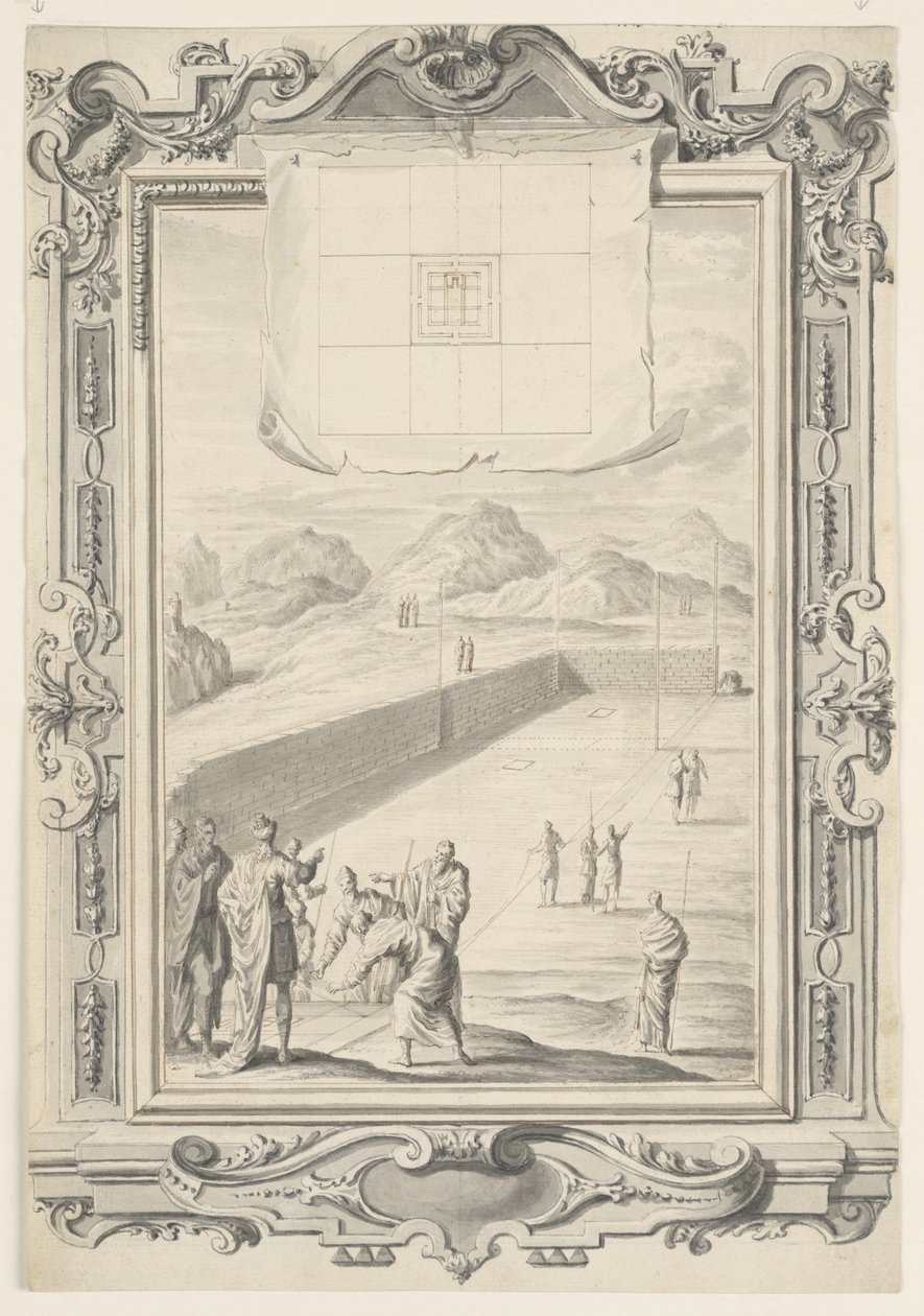 Studie voor het eerste plan van de tempel van Salomo, plaat 420, Physica Sacra door Johann Melchior Füssli