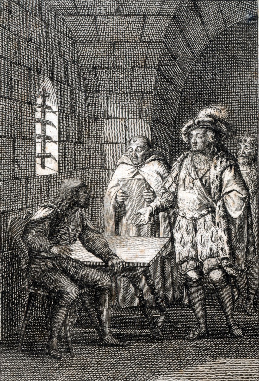 Verdrag van Trausnitz: Romeinse keizer Lodewijk IV van het Heilige Rijk verzoend met Frederik de Schone (1286-1330) in 1325 om een overeenkomst te sluiten 13/03/1325 door Johann Michael Mettenleiter