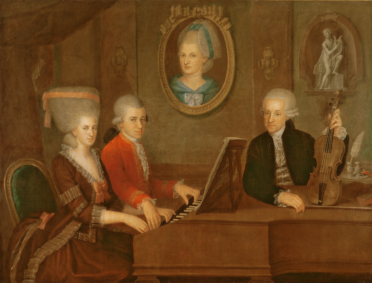De familie Mozart, 1780-81 door Johann Nepomuk della Croce