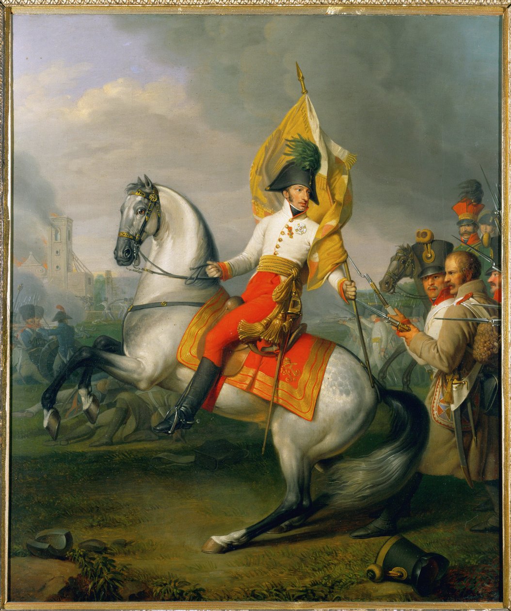 Aartshertog Karl, broer van keizer Frans I/II, overwinnaar van de slag bij Aspern tegen keizer Napoleon I ... door Johann Peter Krafft