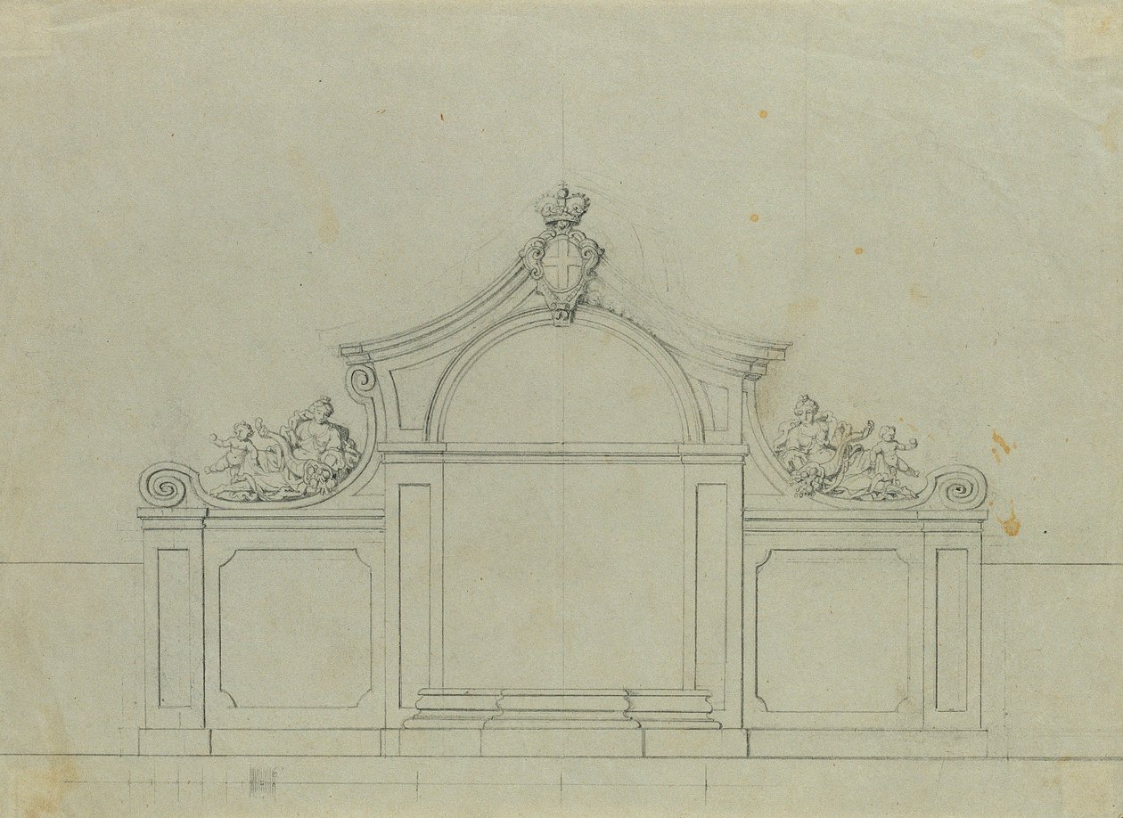 Fontein in de perziktuin van het Bovenste Belvedere door Johann Peter Krafft