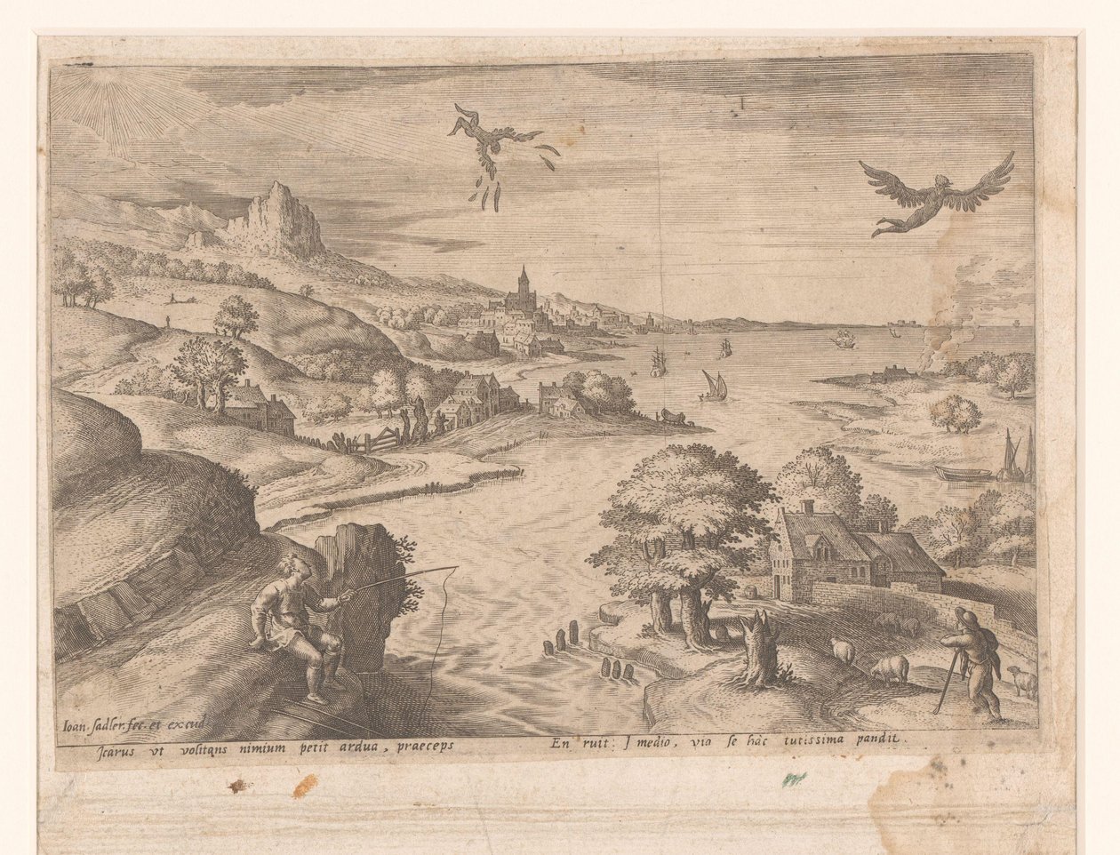 Landschap met Narcissus door Johann Sadeler (I) (attributed to)