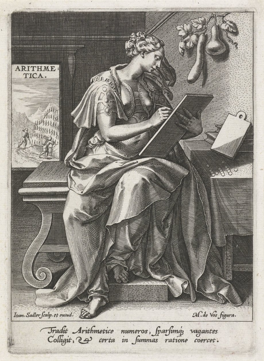 Aritmetica (De zeven vrije kunsten) door Johann Sadeler (I)