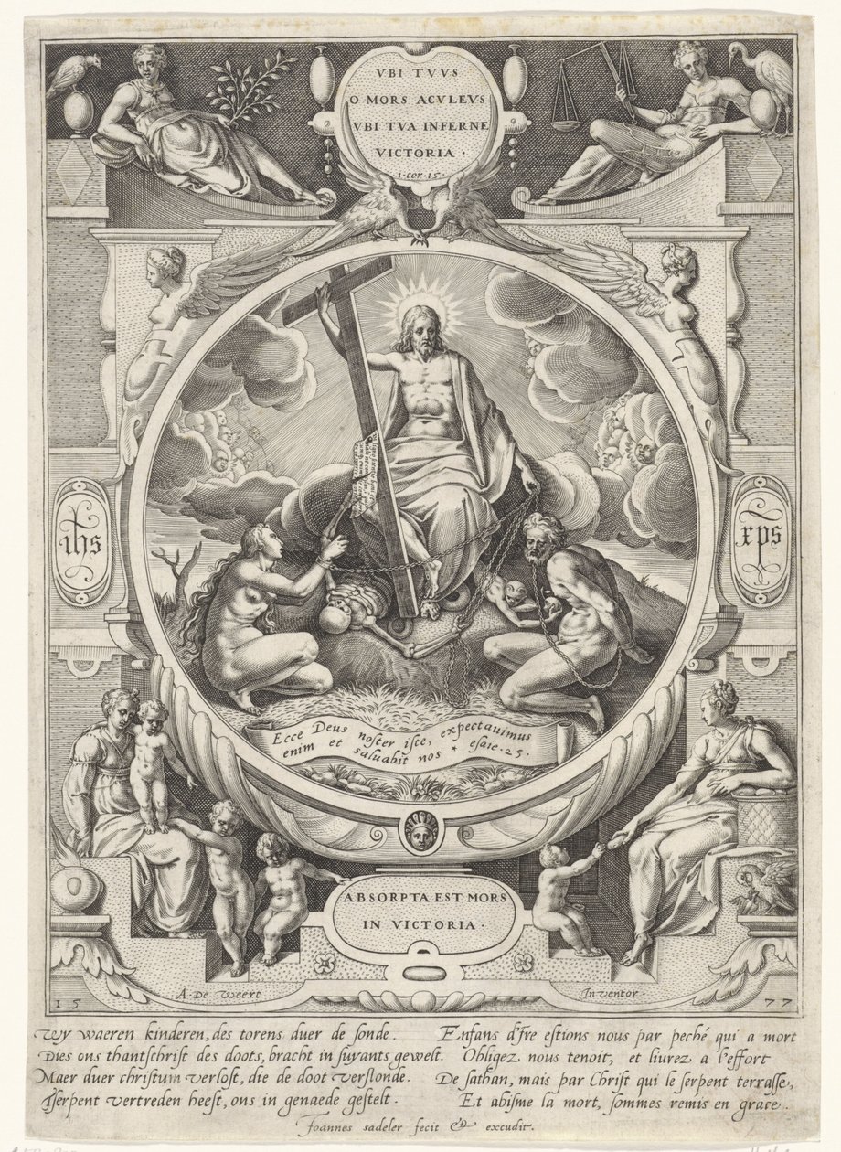 Christus als overwinnaar van de dood en de zonde door Johann Sadeler (I)