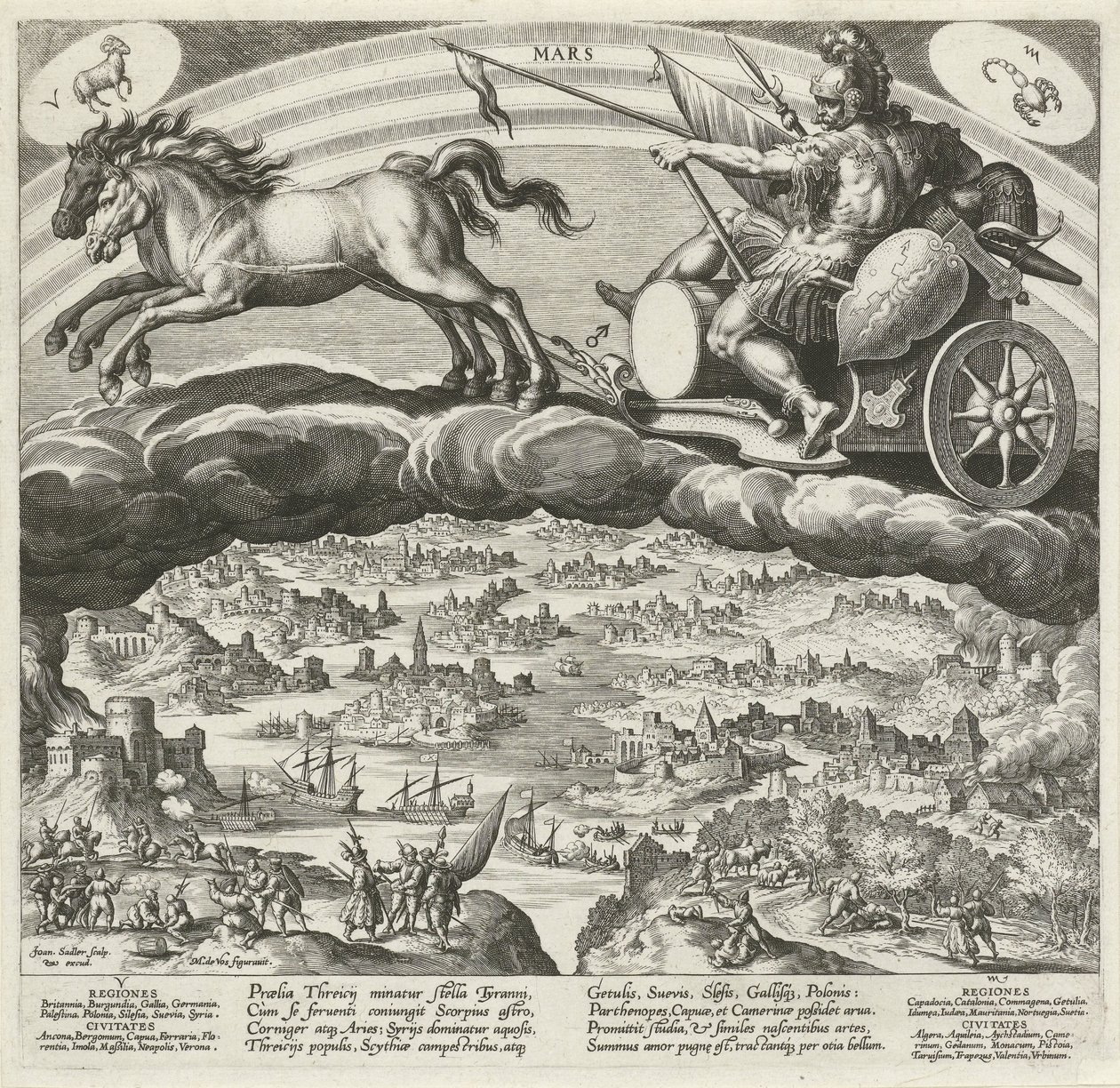 De planeet Mars en zijn invloed op de wereld door Johann Sadeler (I)