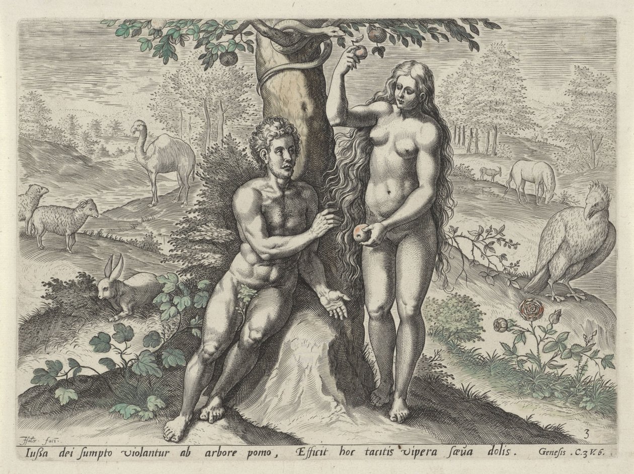Eva verleidt Adam door Johann Sadeler (I)