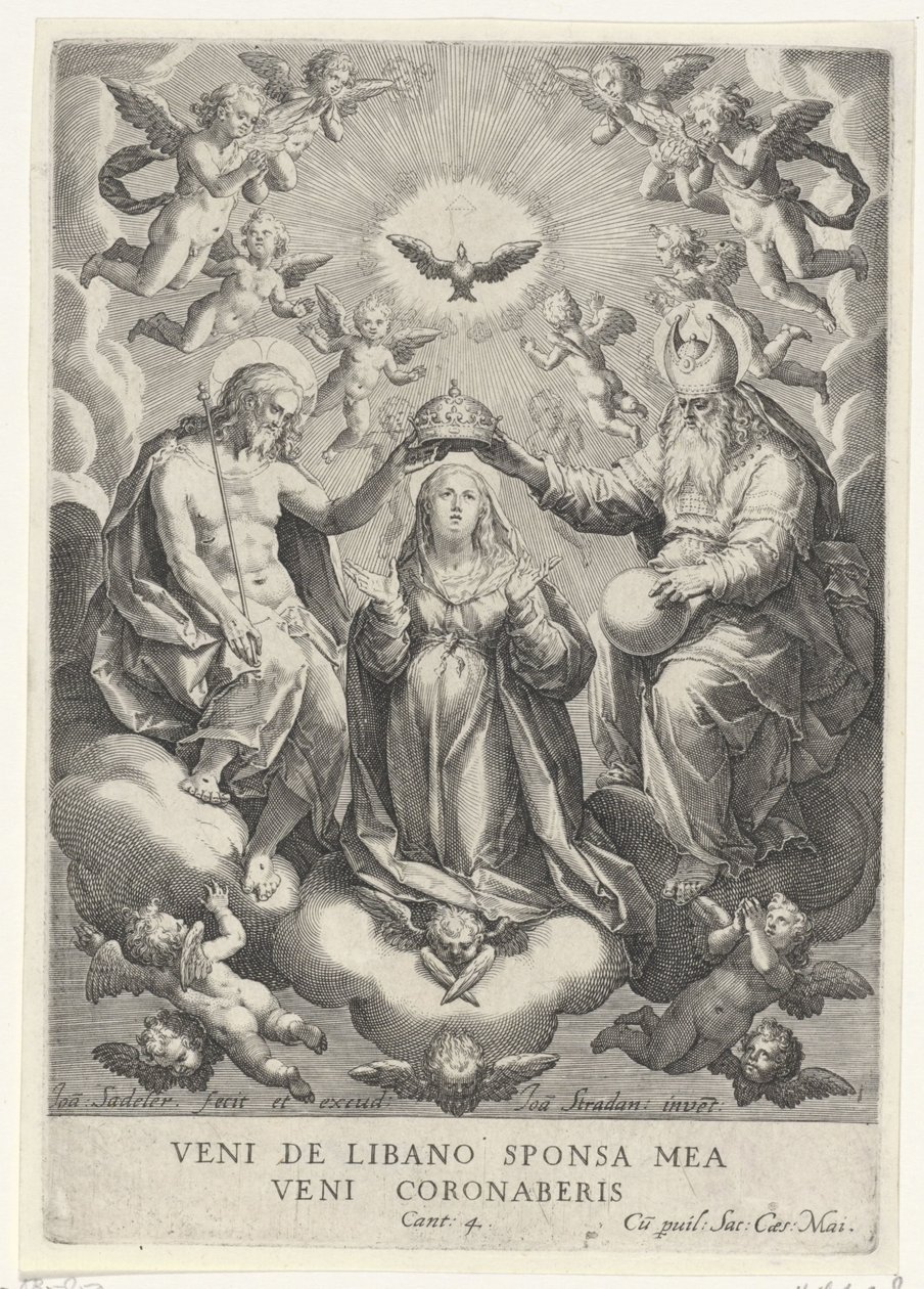Kroning van Maria met engelenscharen door Johann Sadeler (I)