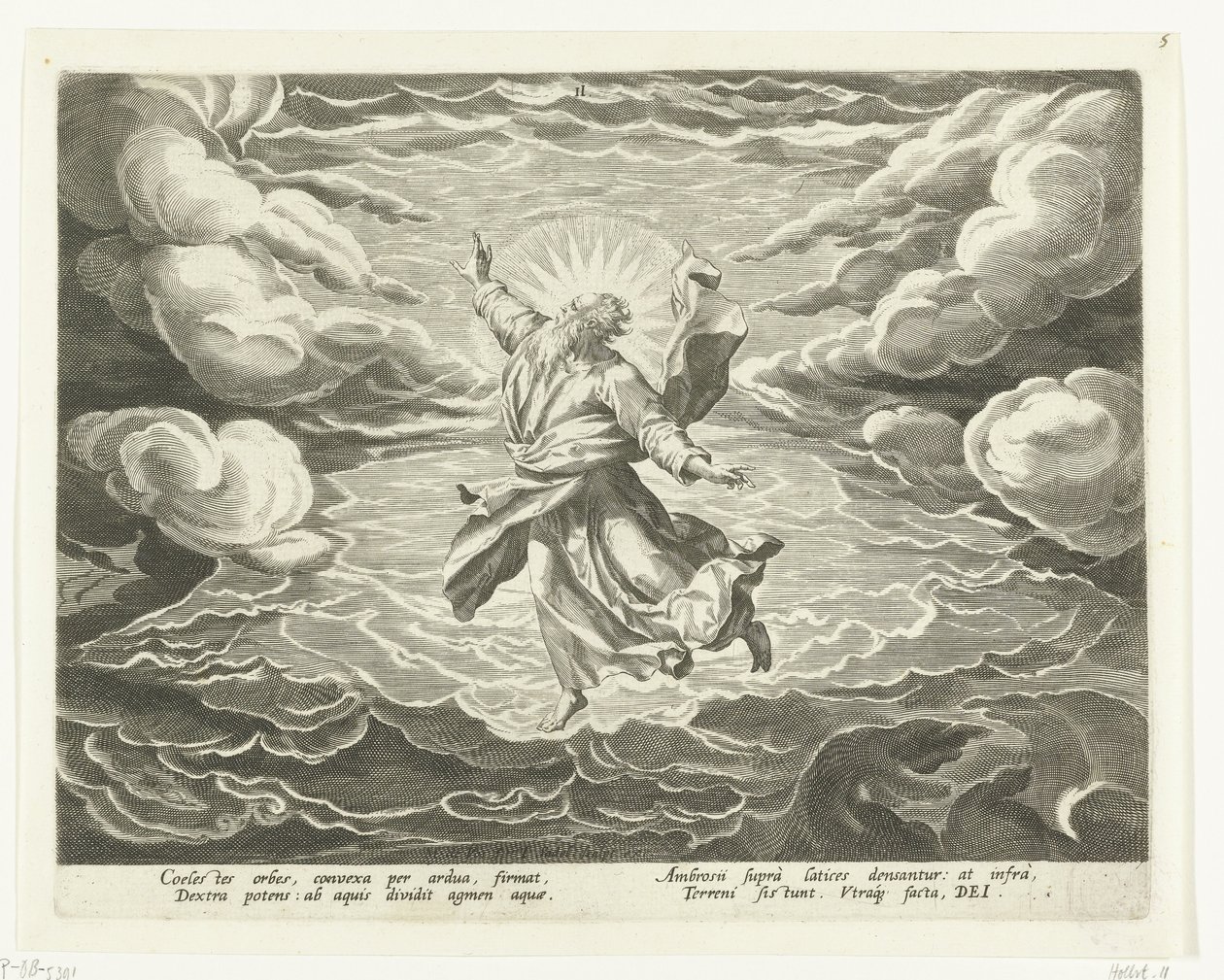 Schepping van de lucht en het water door Johann Sadeler (I)
