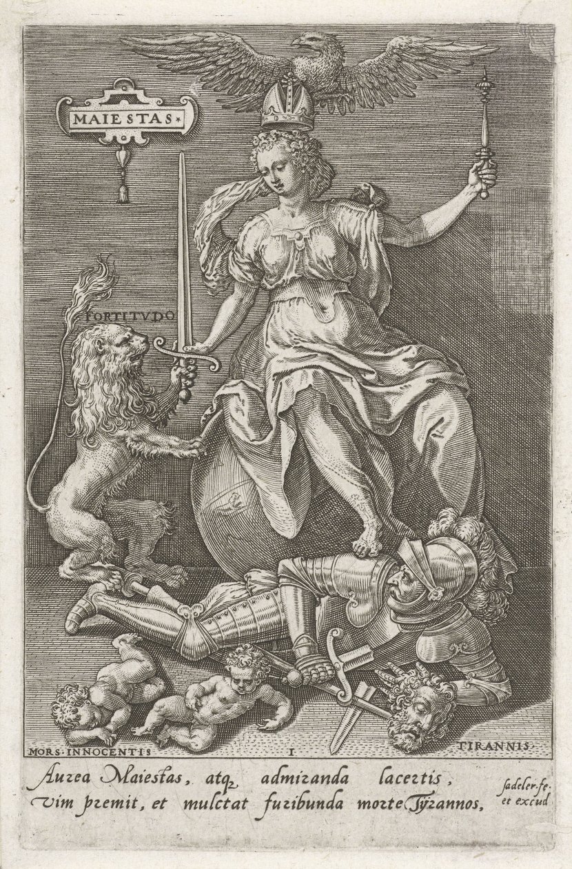 Waardigheid overwint Tirannie (Majestas) door Johann Sadeler (I)