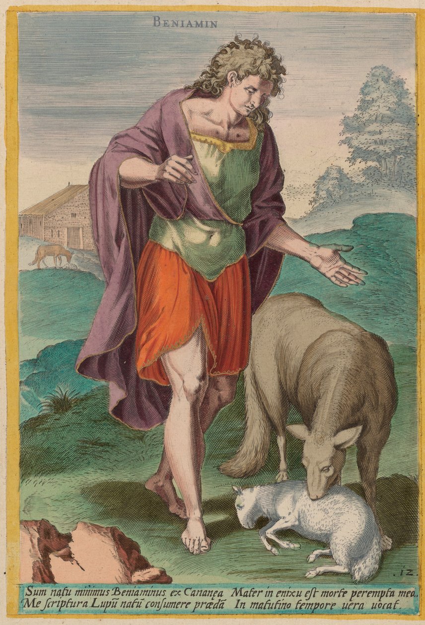 Benjamin, ca. 1585 door Johann Sadeler I