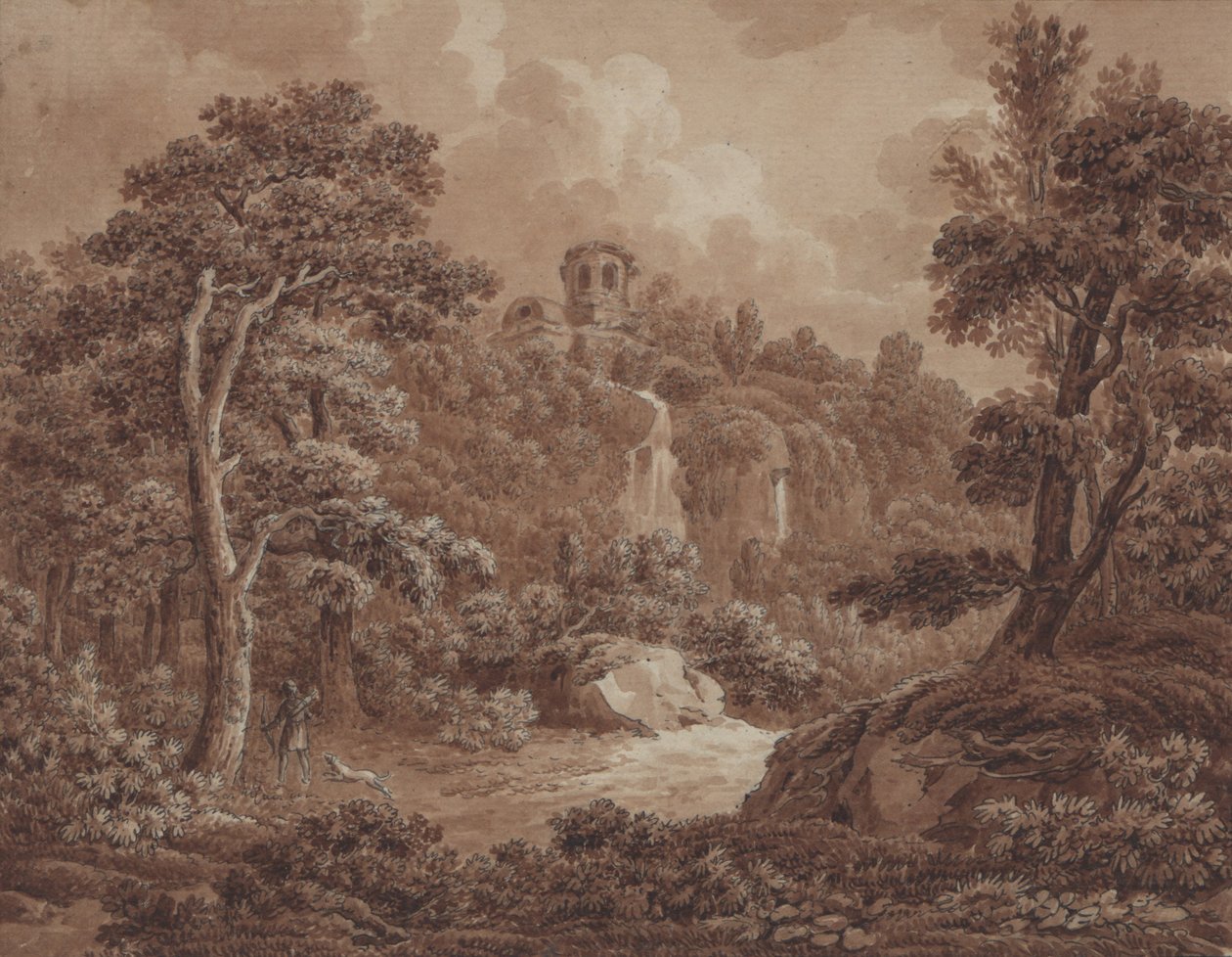 Een arcadisch landschap met een jager en zijn hond door Johann Sebastian Bach