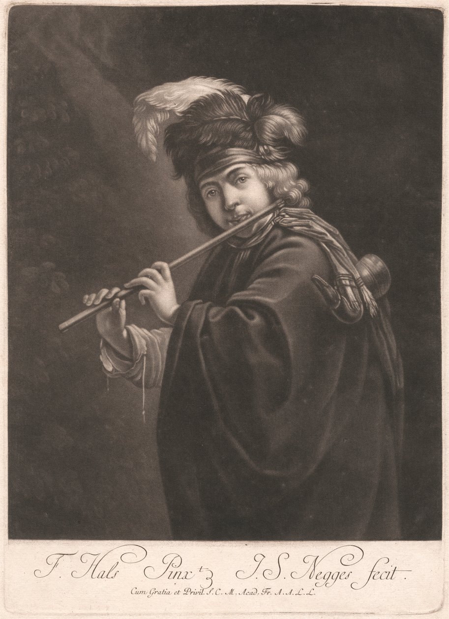 Jongen die een Fluit Speelt door Johann Simon Negges