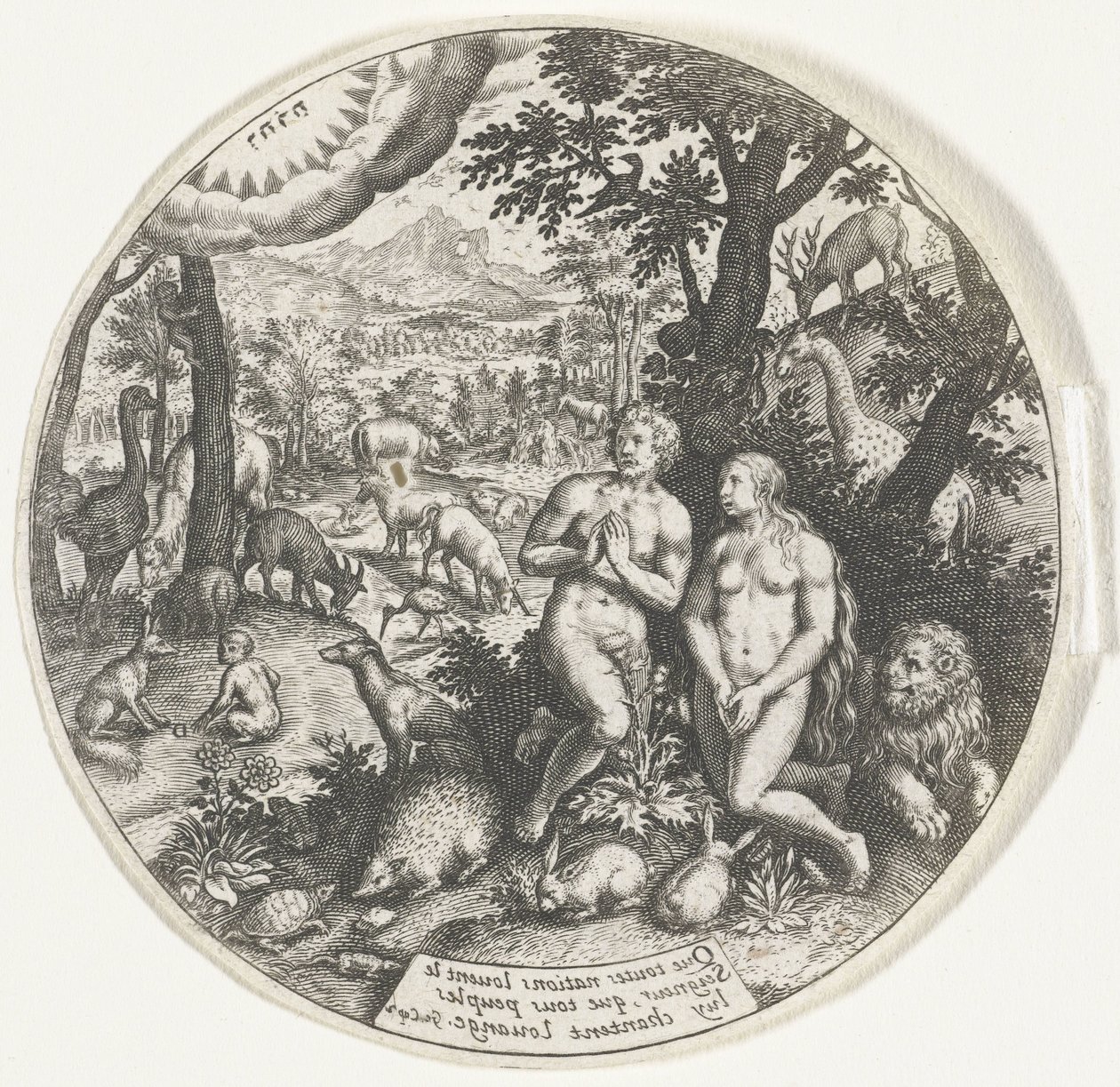 God spreekt met Adam en Eva in het Paradijs door Johann Theodor de Bry