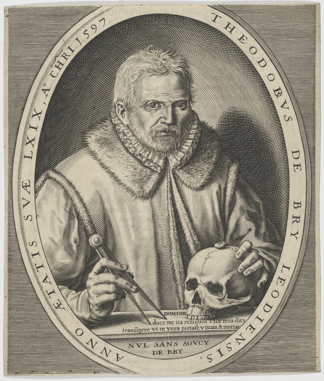 Portret van Theodor de Bry 1528-1598, ca. 1597 door Johann Theodor de Bry