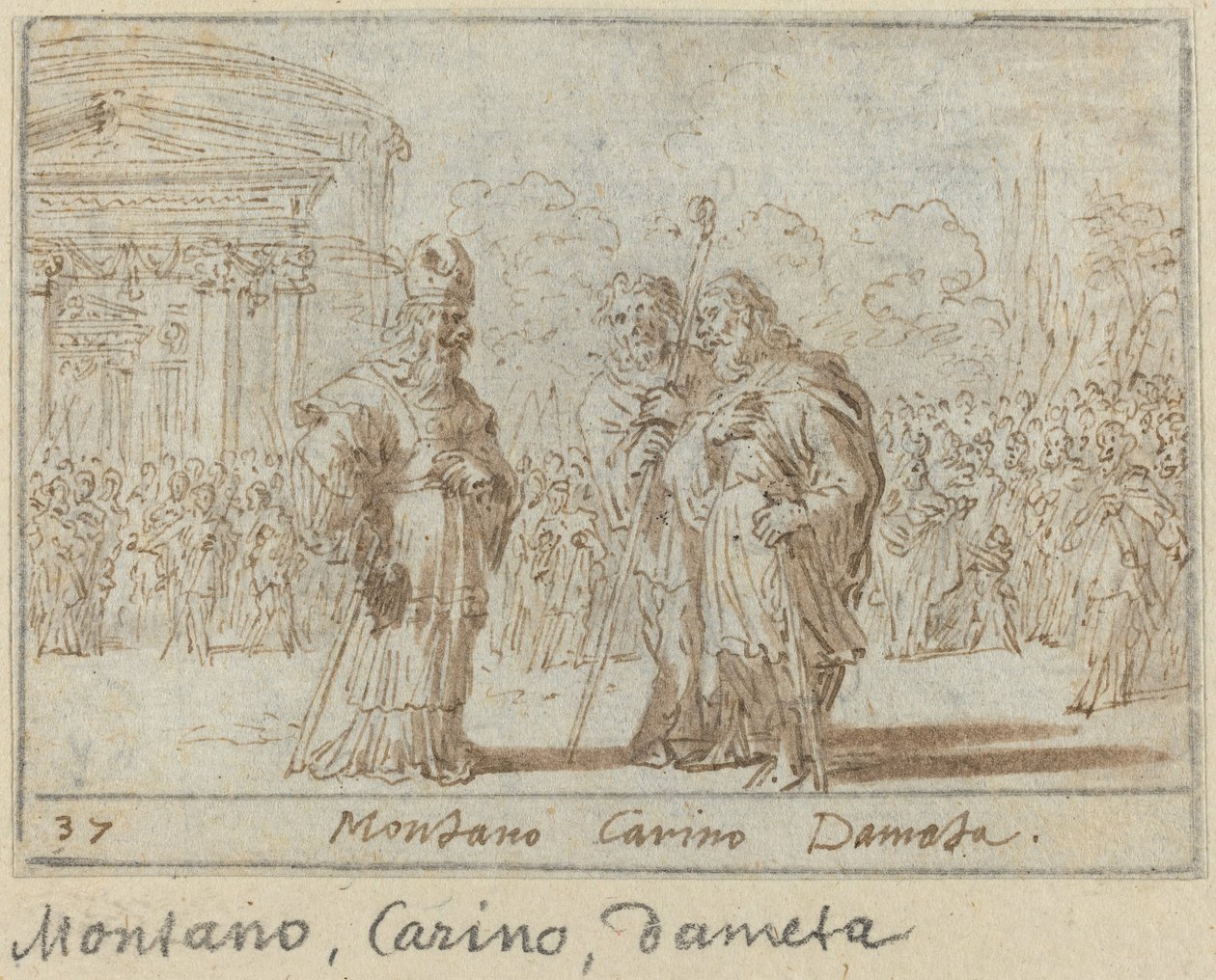 Montano, Carino en Dameta door Johann Wilhelm Baur