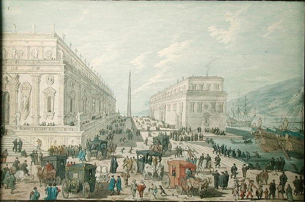 Uitzicht op de Haven van Messina door Johann Wilhelm Baur