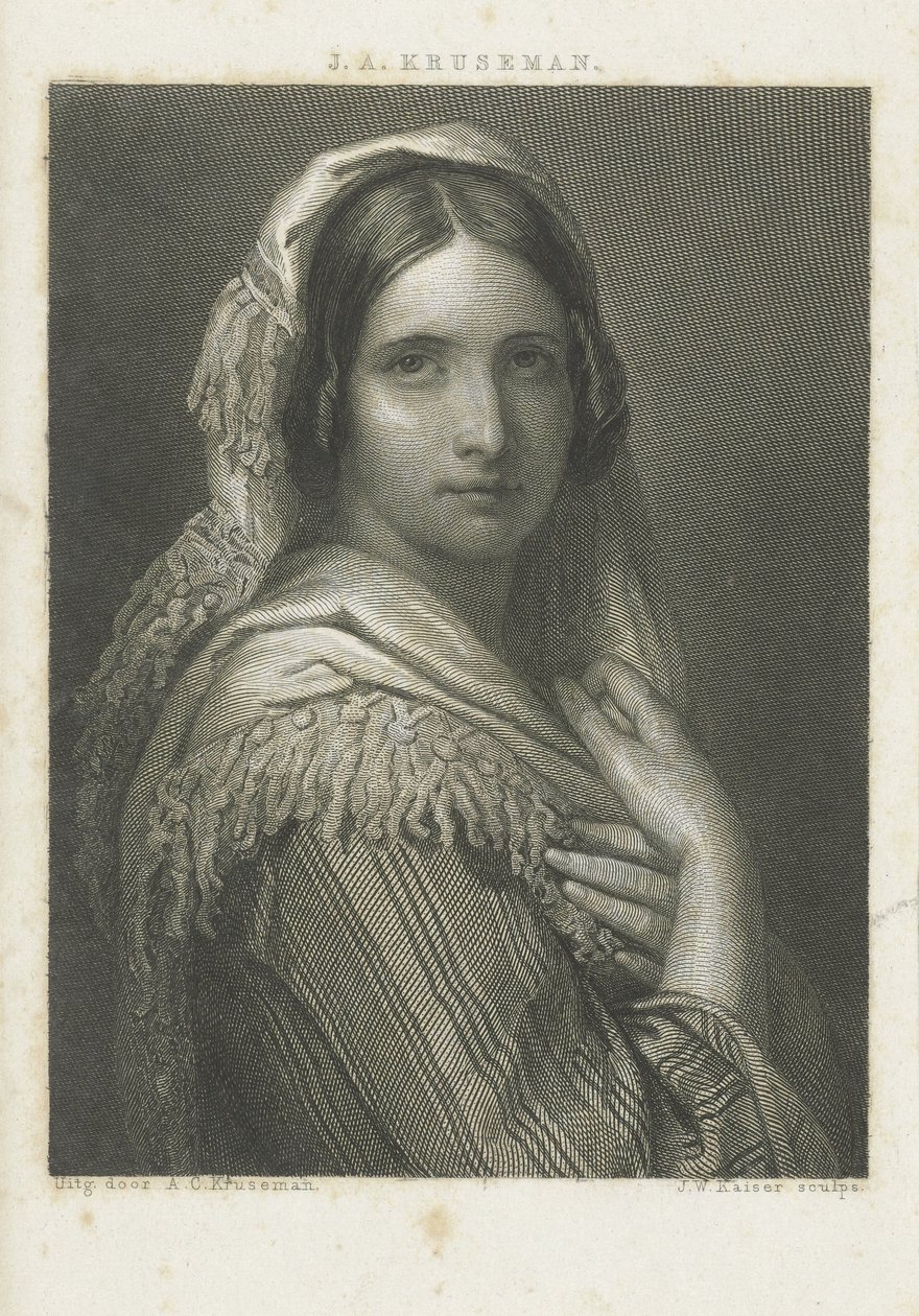 Portret van een onbekende vrouw door Johann Wilhelm Kaiser (I)