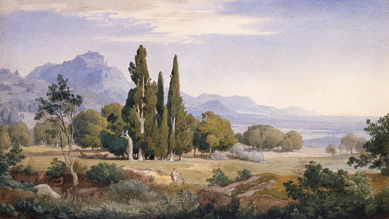 Een Arcadisch landschap door Johann Wilhelm Schirmer