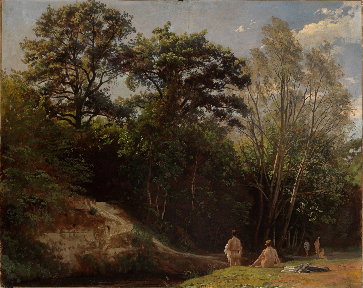 Aan de Alb II (met baders) door Johann Wilhelm Schirmer