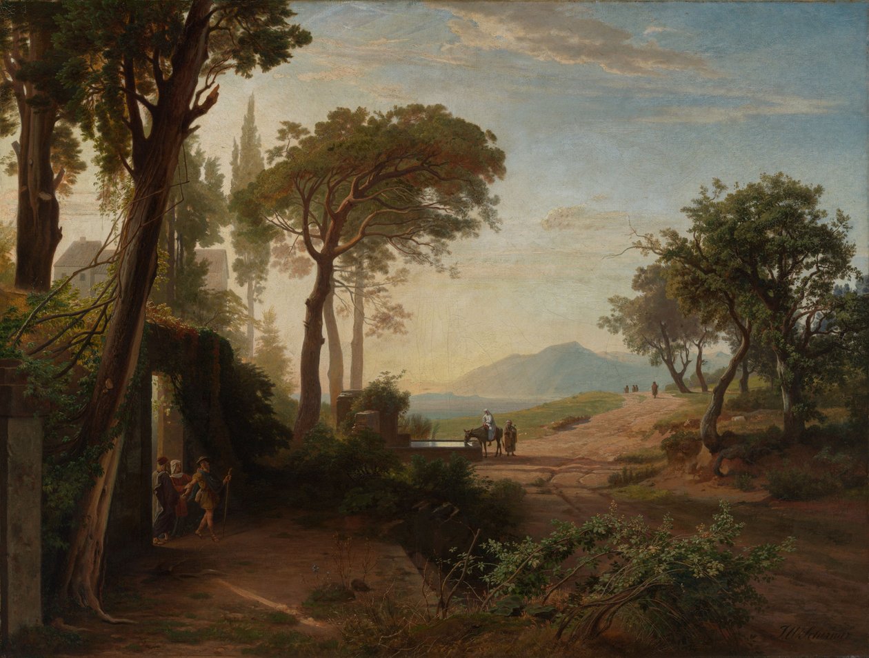 De ochtend, het vertrek van de reiziger naar Jericho door Johann Wilhelm Schirmer