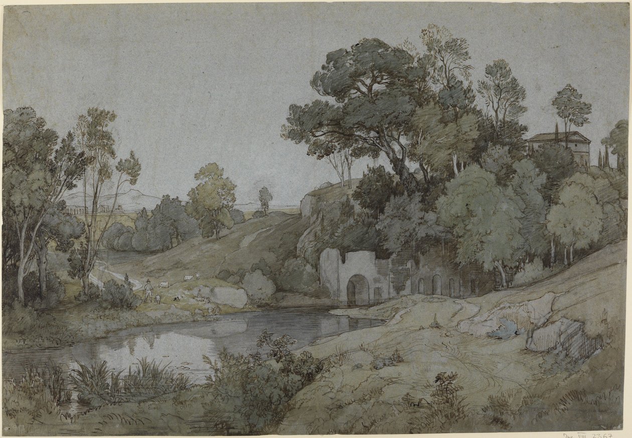 De grot van Egeria door Johann Wilhelm Schirmer