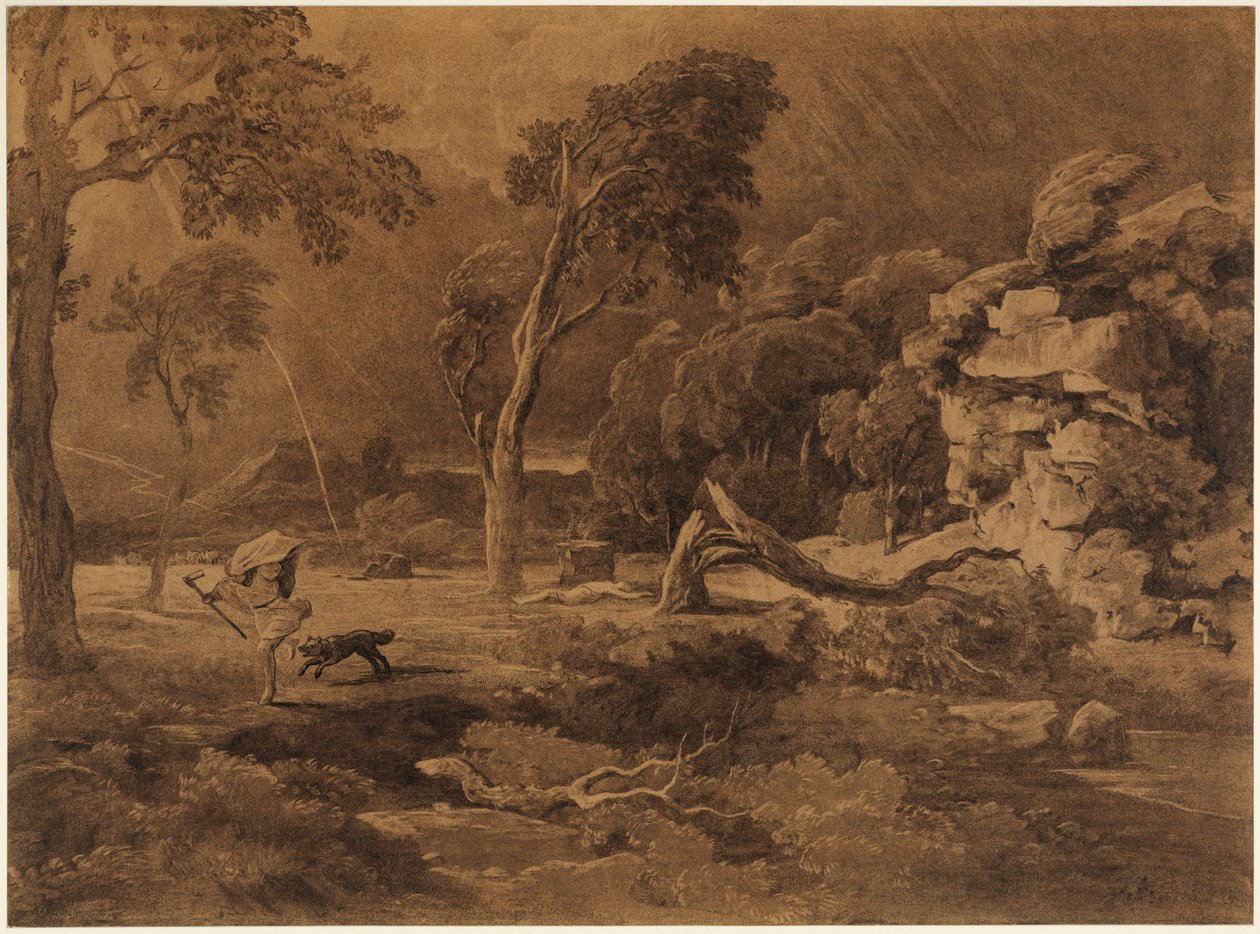De vlucht van Kaïn (Genesis 4:16) door Johann Wilhelm Schirmer