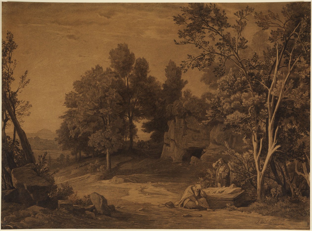 Rouw om Sarahs dood (Genesis 23, 2) door Johann Wilhelm Schirmer