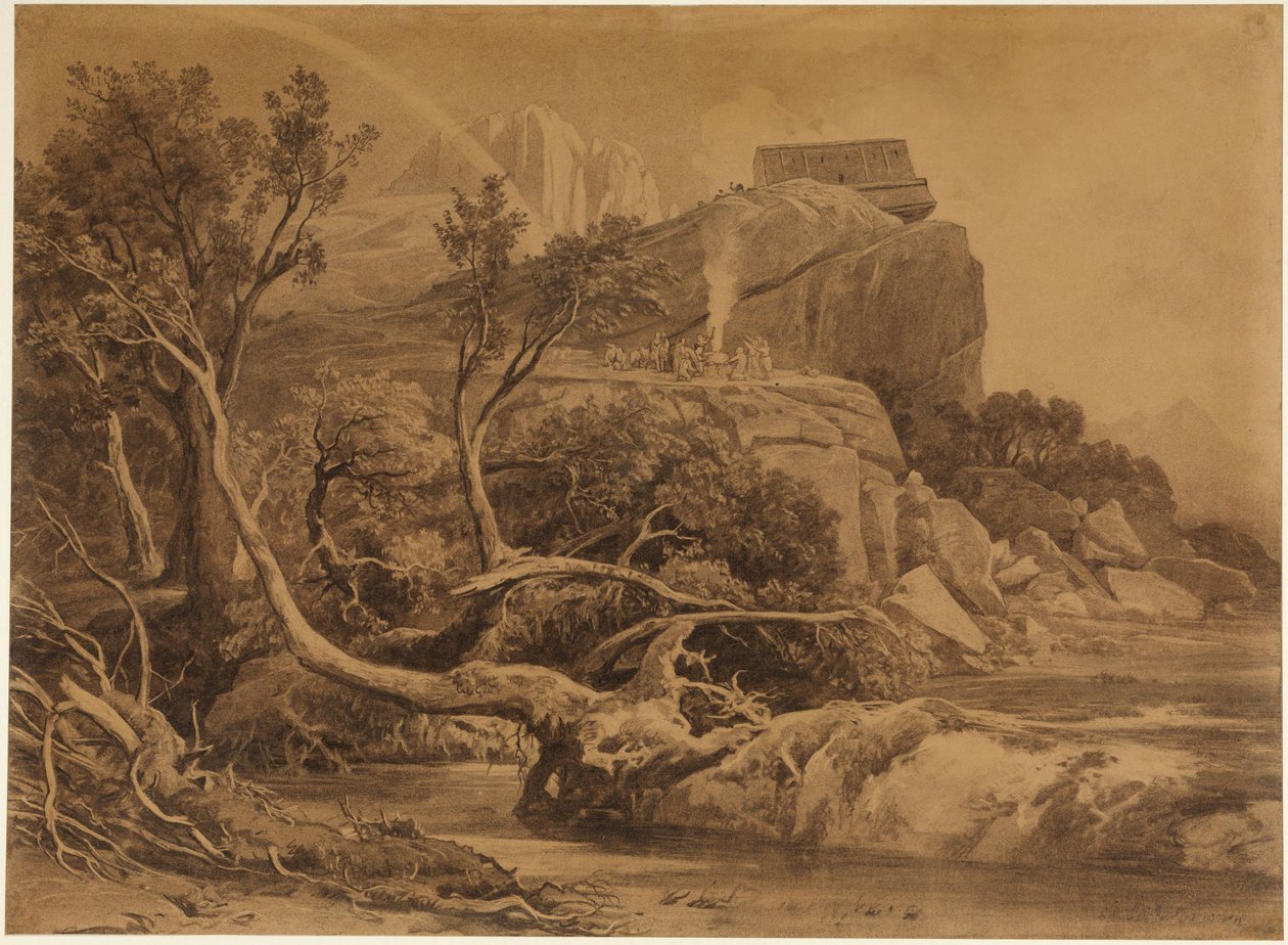 Noachs dankoffer (Genesis 8, 20) door Johann Wilhelm Schirmer