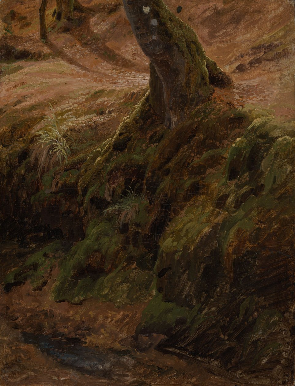 Boshelling met boomstam door Johann Wilhelm Schirmer