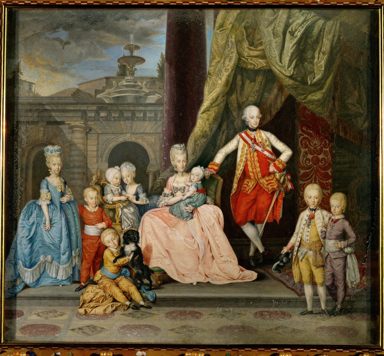 Piero Leopoldo, Groothertog van Toscane, later Keizer Leopold II, zijn vrouw Maria Ludovica van Spanje, en acht van hun zestien kinderen ... door Johann Zoffany