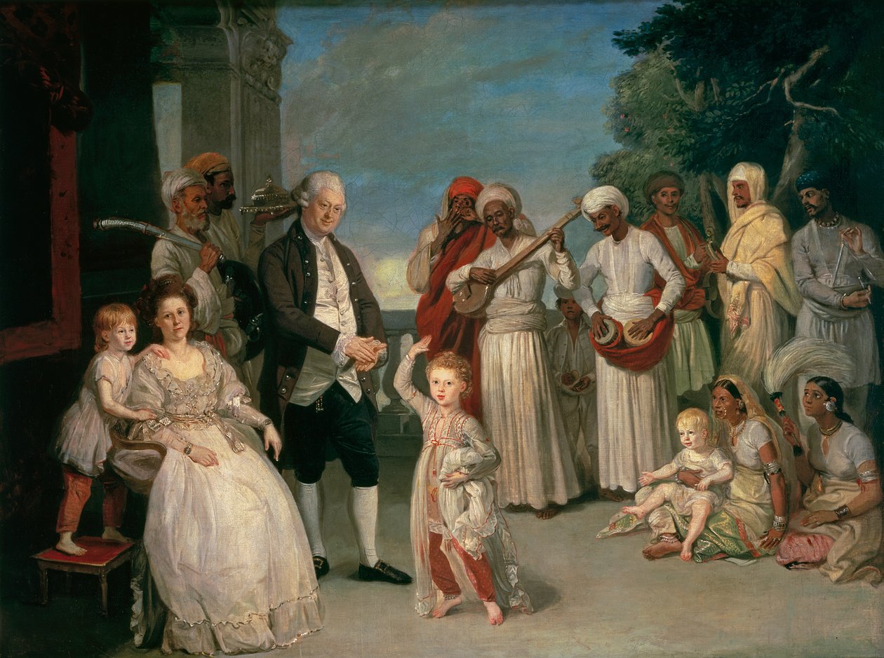 Sir Elijah en Lady Impey en hun drie kinderen door Johan Joseph Zoffany