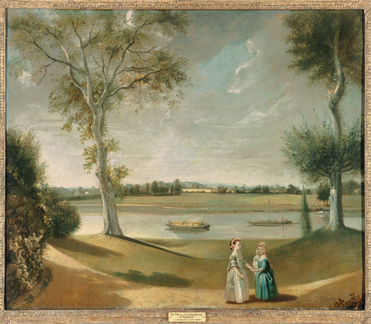 De Juffrouwen Garrick aan de Theems bij Hampton, 1762 door Johan Joseph Zoffany