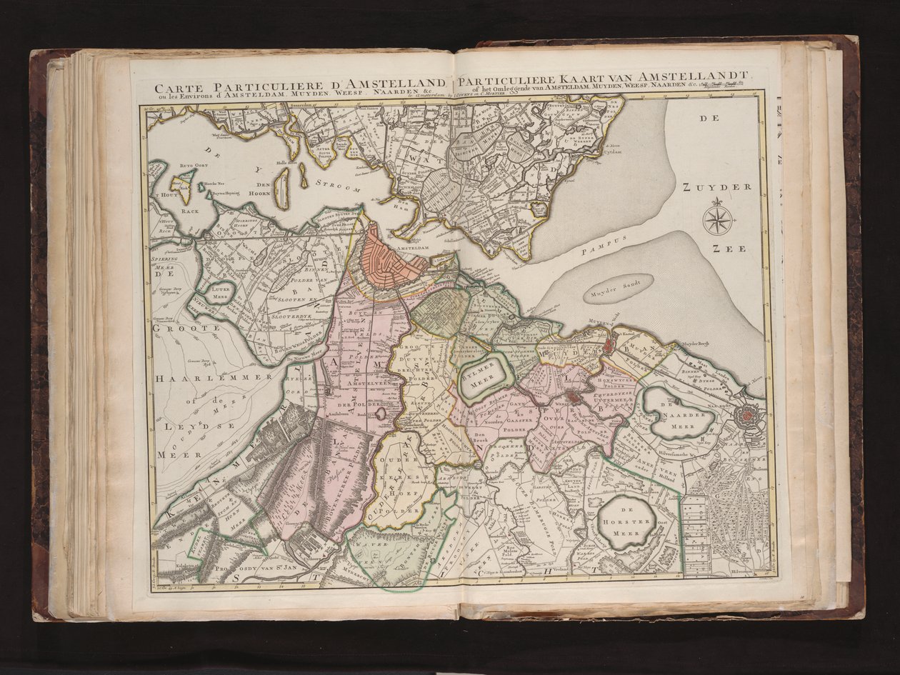 Carte particuliere d’Amstelland, ou Les environs d’Amsteldam, Muyden, Weesp, Naarden door Johannes Condet