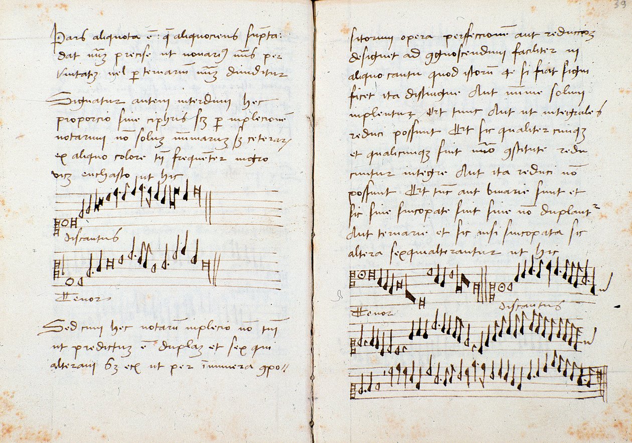 Pagina uit een muziektheorieboek van Johannes Tinctoris door Johannes (c.1435 1511) Tinctoris
