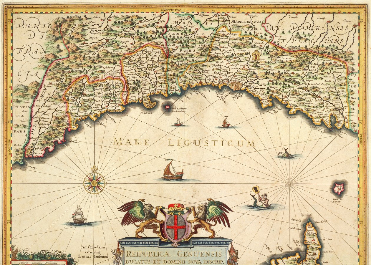 Republiek Genua, kaart van Jan Baptist Vrients, kopergravure door Johannes Baptista Vrints
