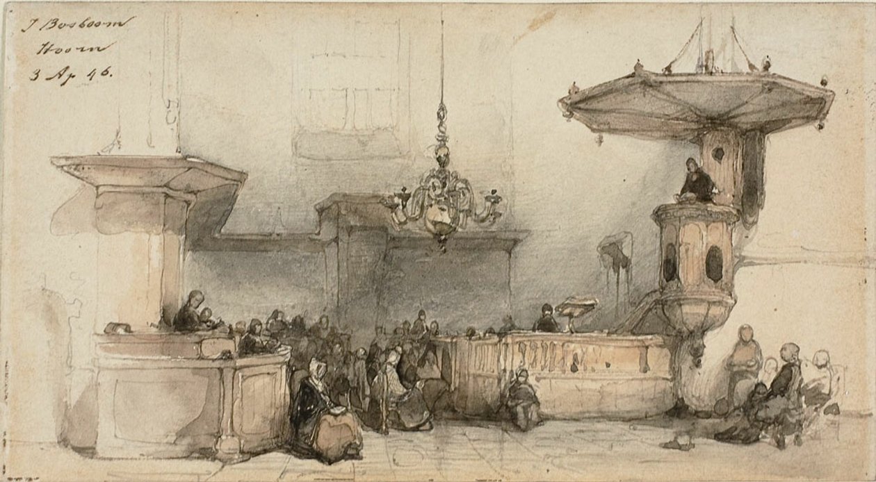 Interieur van een kerk door Johannes Bosboom