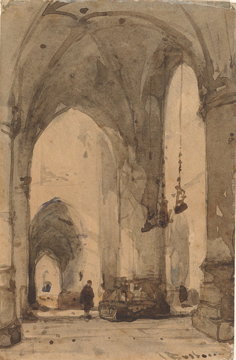 Interieur van de Sint-Bavokerk in Haarlem door Johannes Bosboom