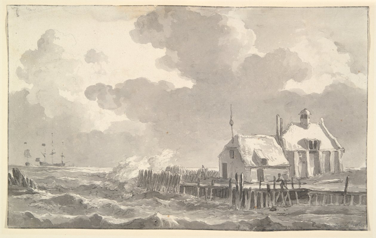 Een estuarium in een storm door Johannes Christiaan Schotel