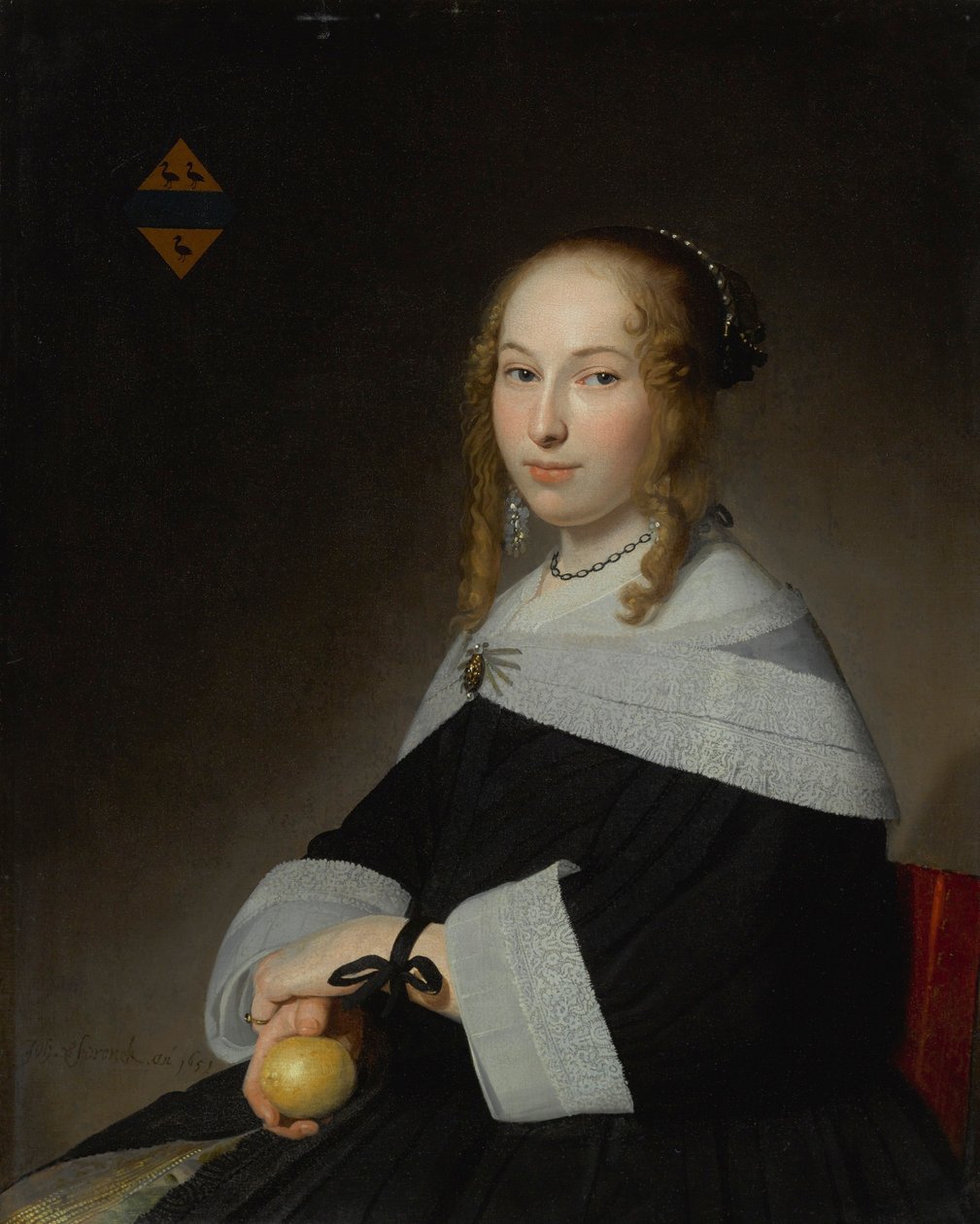 Portrait of Margaretha Dicx (1634-1697) door Johannes Cornelisz Verspronck
