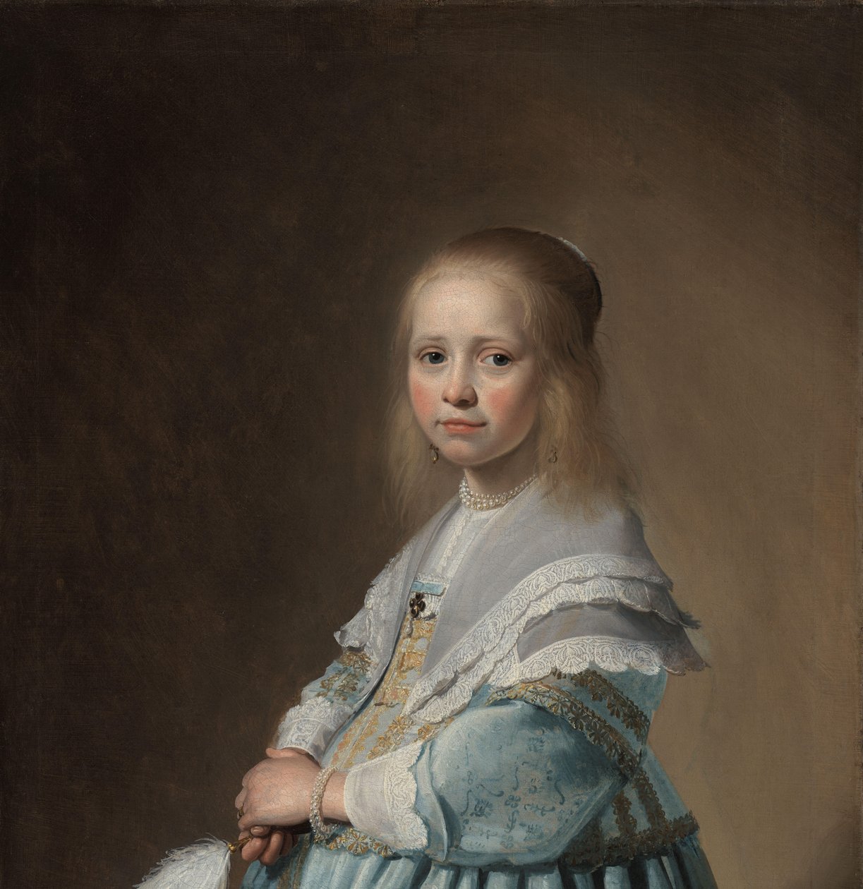 Portret van een meisje in het blauw door Johannes Cornelisz. Verspronck