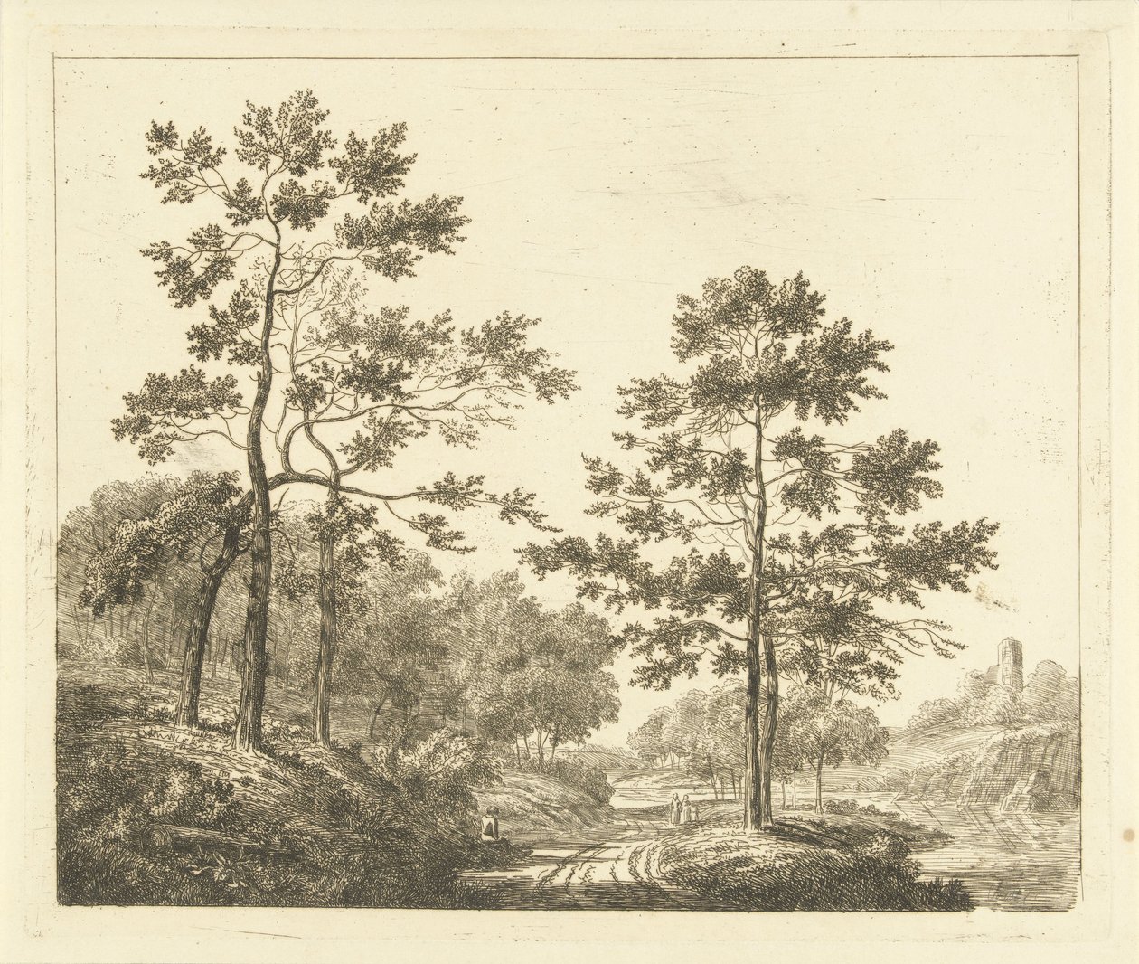 Bospad in heuvelachtig landschap door Johannes Franciscus Christ