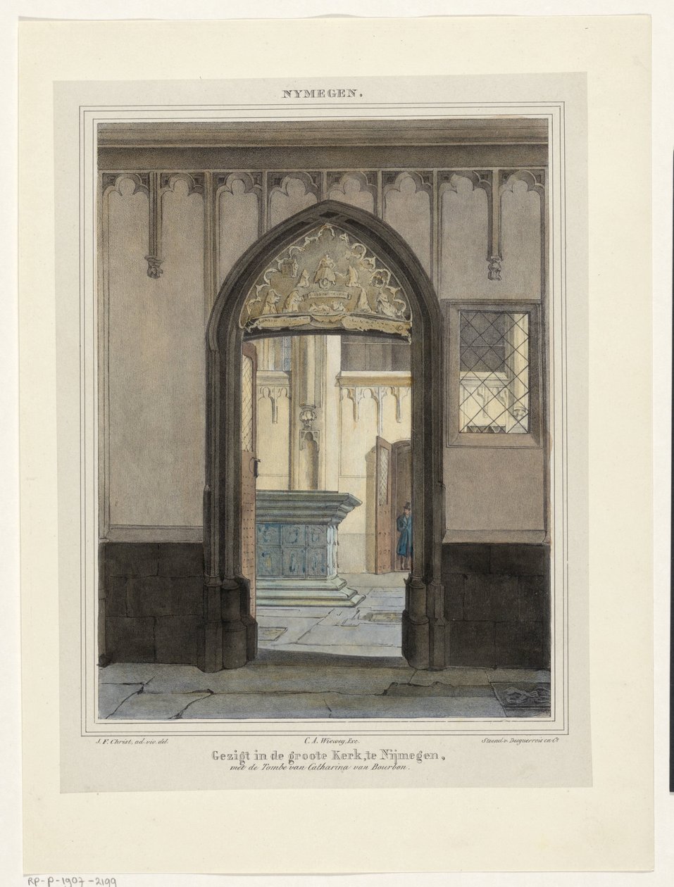 Gezicht op graftombe in de Stevenskerk in Nijmegen door Johannes Franciscus Christ