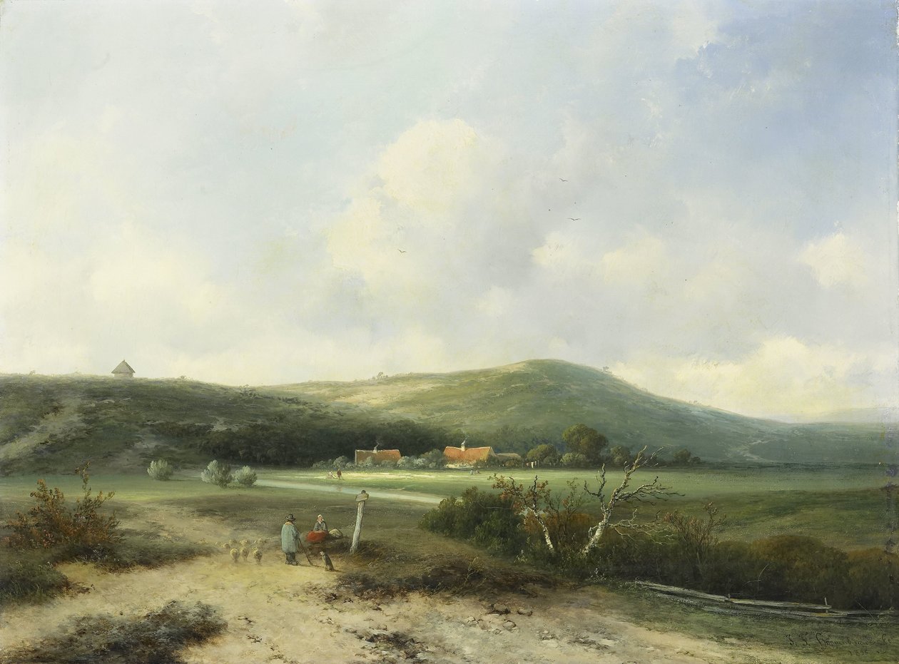 Gezicht in de duinen door Johannes Franciscus Hoppenbrouwers